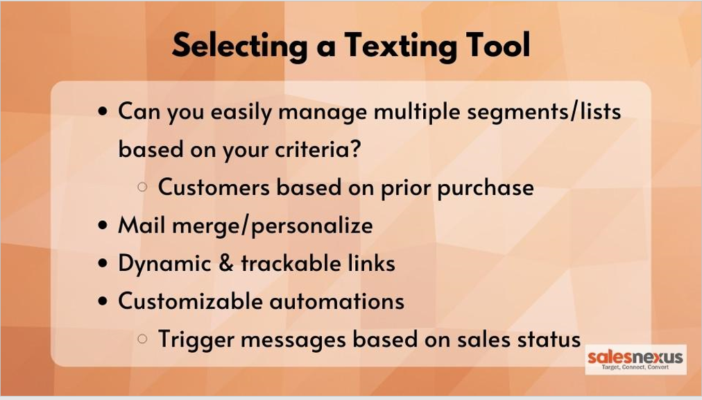Selecting a texting tool
