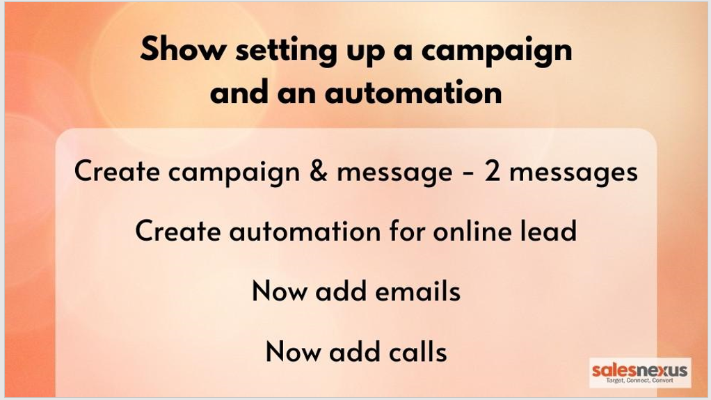 Show setting up a campaign and an automation