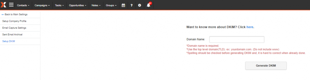 DKIM setup